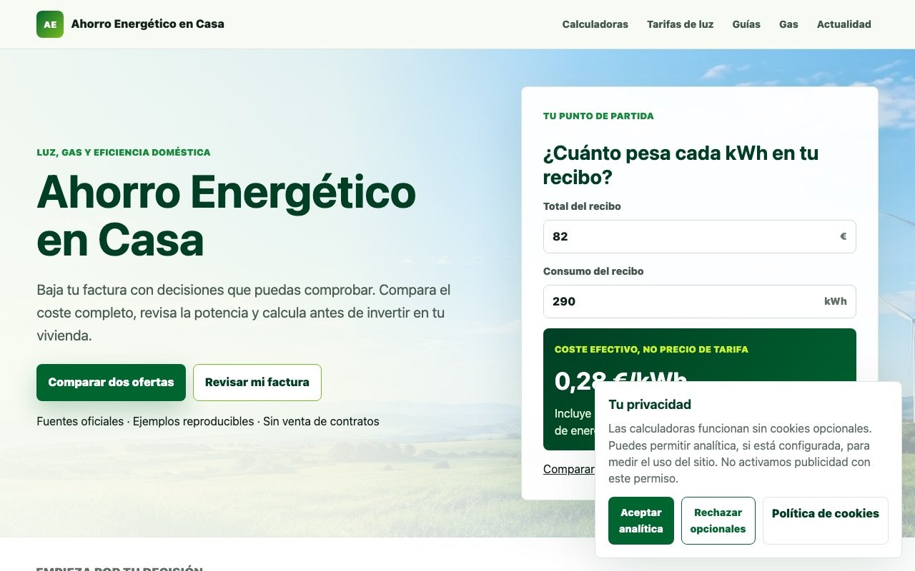 Captura pública de la portada de Ahorro Energético en Casa