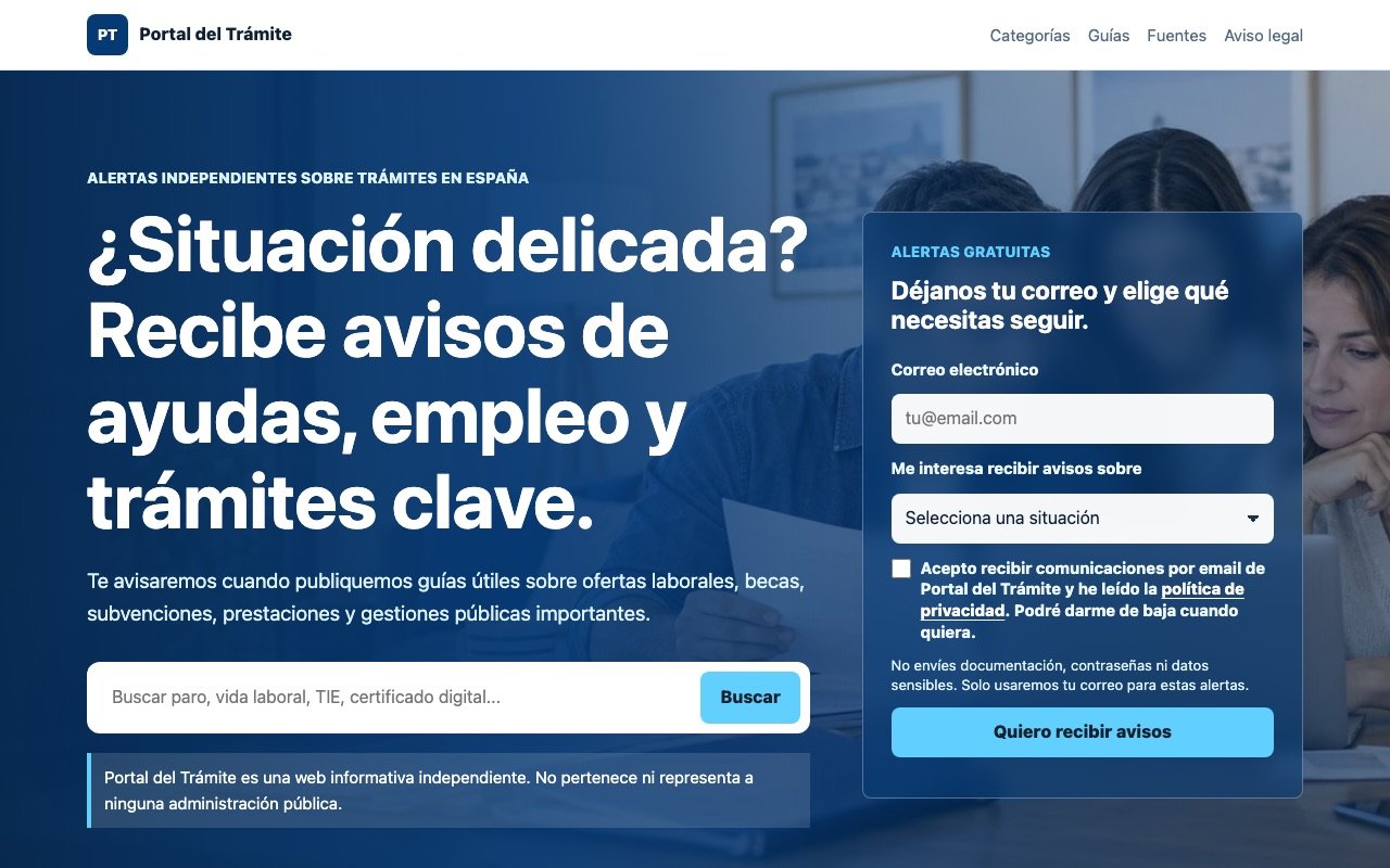 Captura pública de la portada de Portal del Trámite